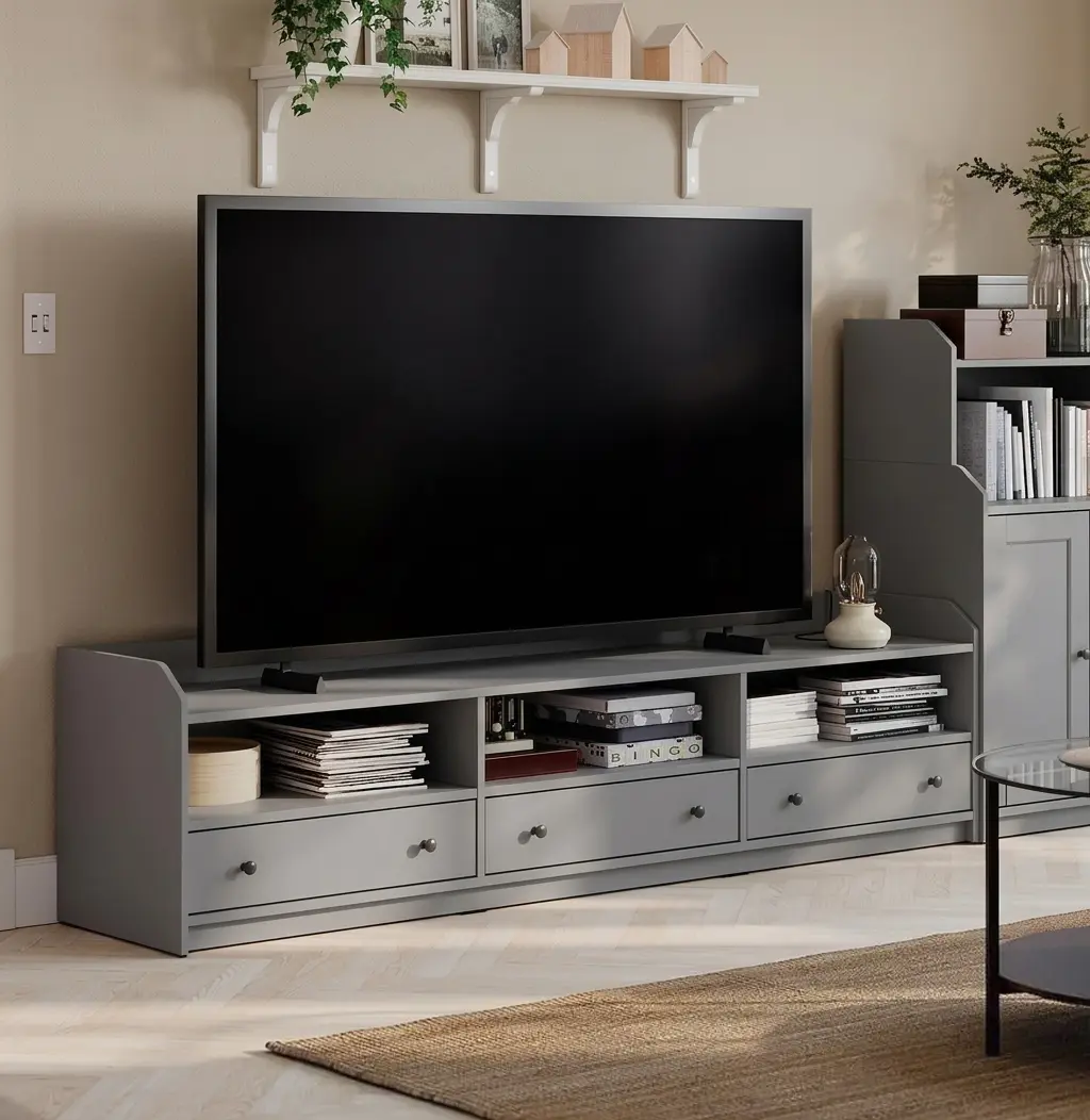 Тумба РТВ Ikea Hauga 206x46x54 (Серый)