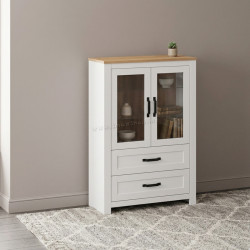Витрина Tempo Kondela Lanzette K (White/Craft Oak Golden)