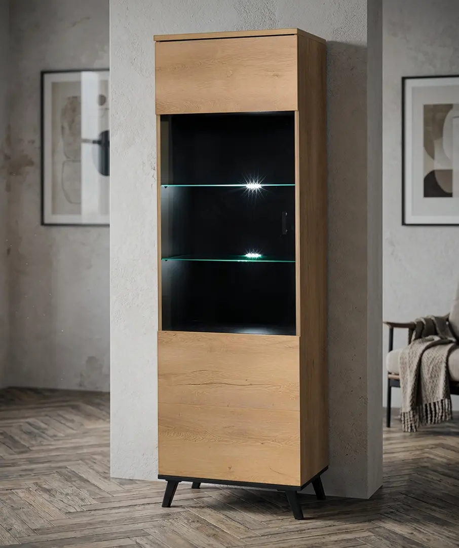 Vitrina Mobhaus Siran Typ 2 (Lefkas Oak/Black)
