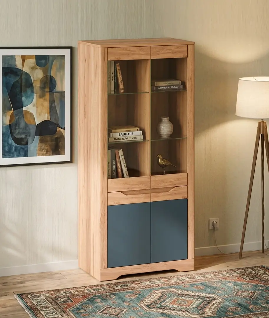 Витрина Mobhaus Fidel H (Craft Oak Golden/Graphite Gray)