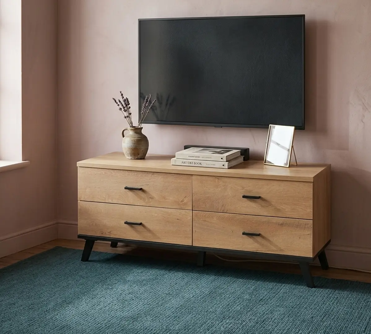 Tumba pentru TV Mobhaus Siran Typ 7 (Lefkas Oak/Black)