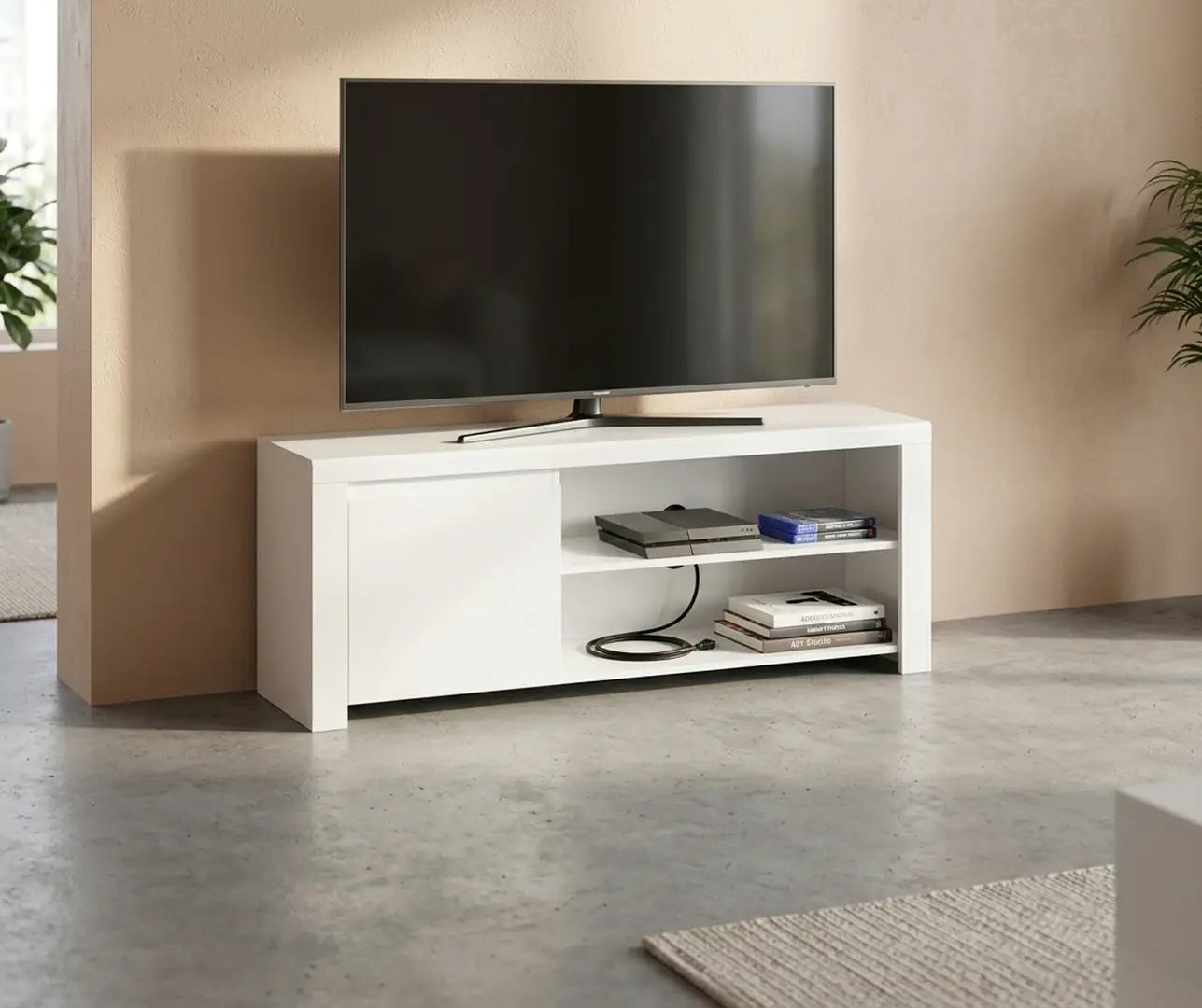 Тумба РТВ Mobhaus Lindy 1D/160 (White Gloss)