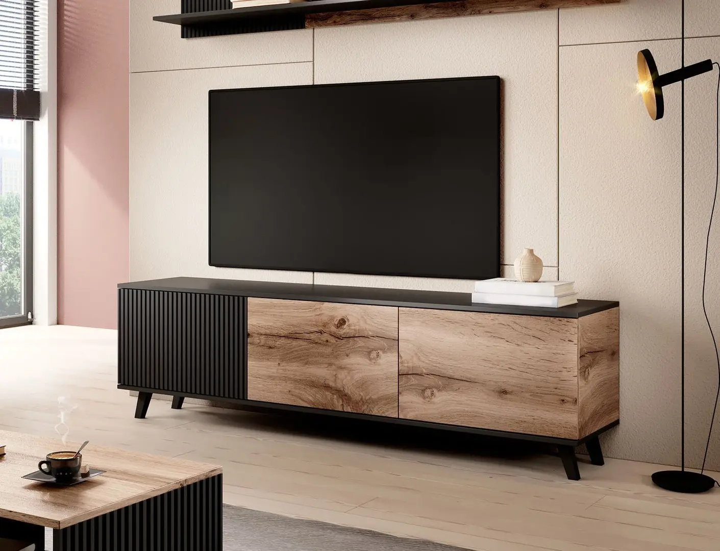 Тумба РТВ Halmar Random RTV-2 (Wotan Oak/Black)