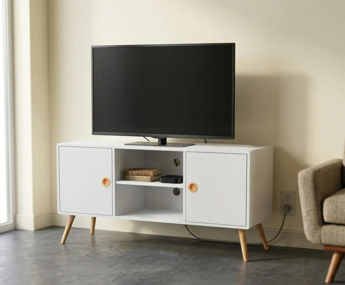 Тумба РТВ Halmar Malmo RTV1 (White/Beech)