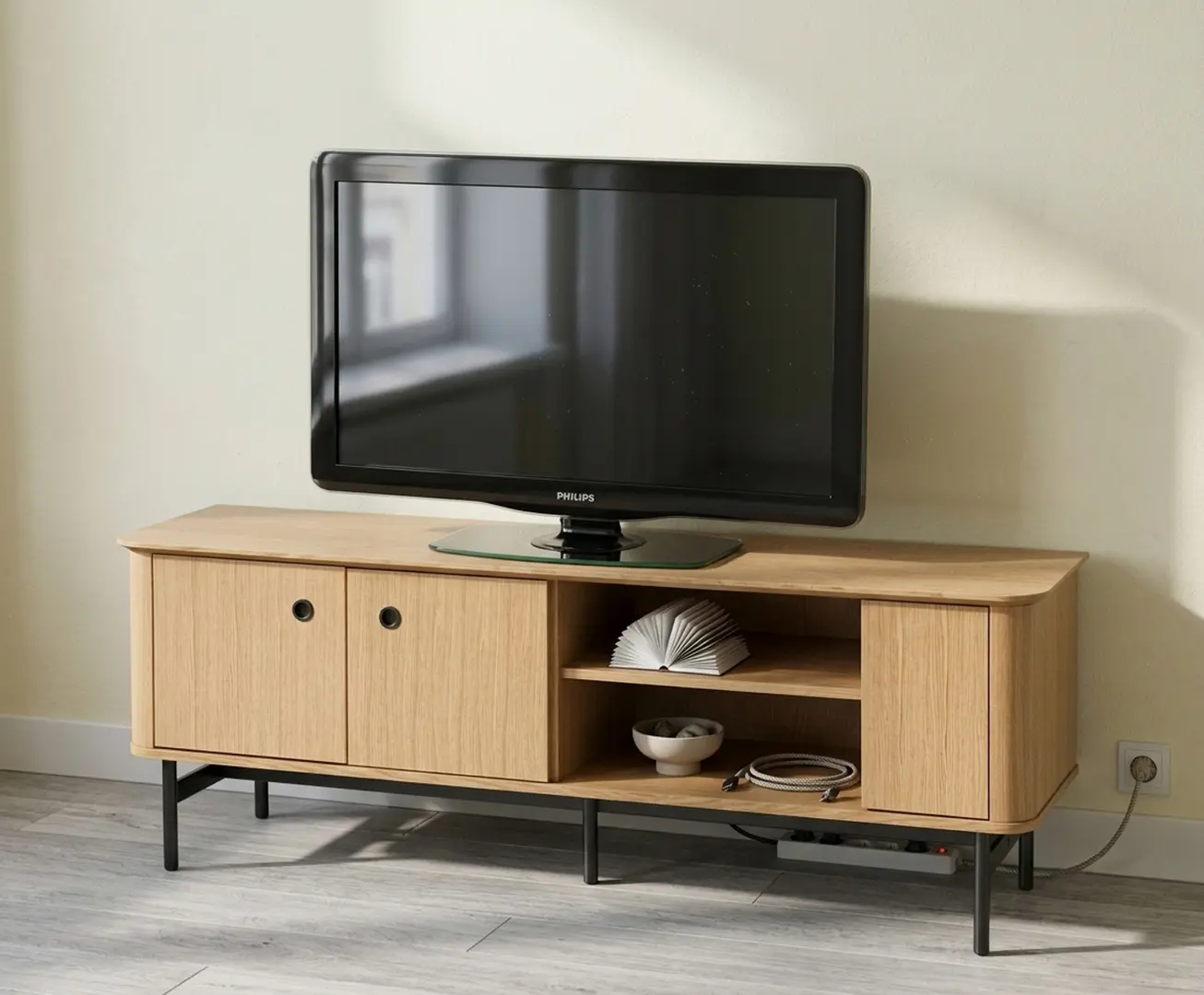 Тумба РТВ Halmar Smart RTV-1 (Natural Oak/Black)