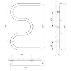 Полотенцесушитель Laris Zmeevik 32 PC3 400x600 (Chrome) Thumb