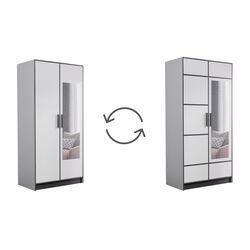 Dulap Prime Furniture Roj 2D 105 with decorative stripes (White/Black) Thumb