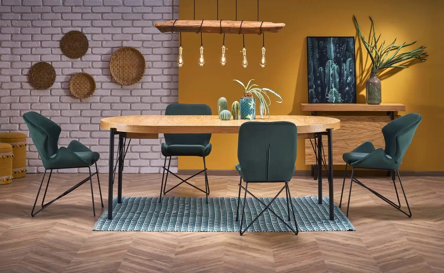 Стол раскладной Halmar Inferno 100-300cm (Natural Oak/Black)