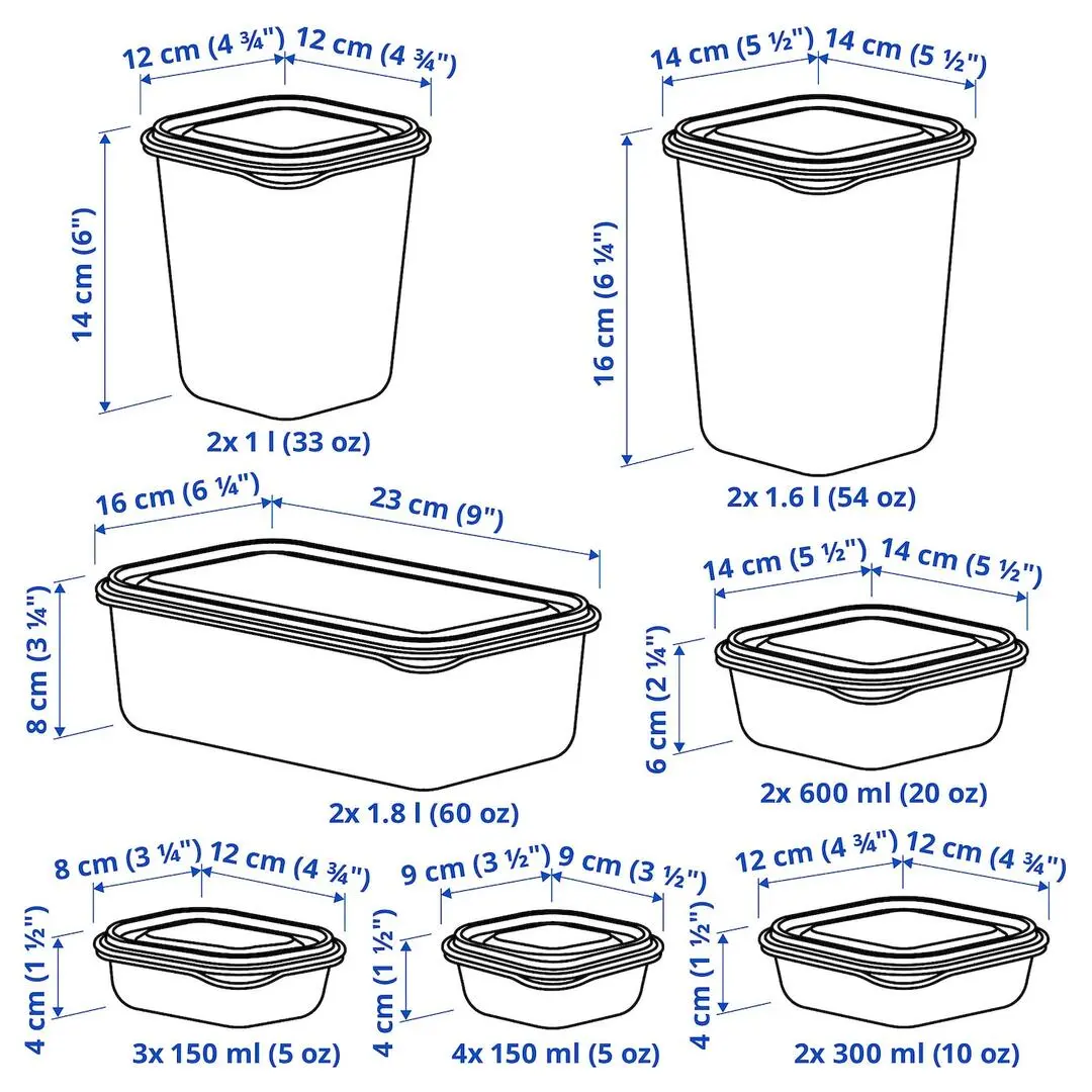 Set caserole Ikea Pruta 17 buc (Verde)