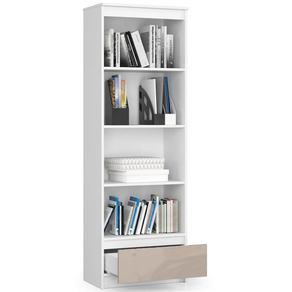 Etajera Akord R60 1SZ4P (White/Cappuccino Gloss) - 3