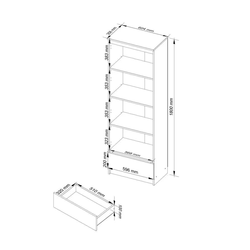 Etajera Akord R60 1SZ4P (White/Cappuccino Gloss) - 5