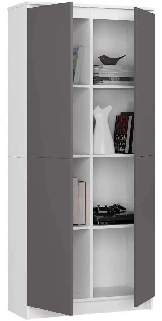 Dulap Akord R80 2D 8P (White/Graphite Grey) - 2