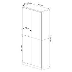 Dulap Akord R80 2D 8P (White/Graphite Grey) Thumb