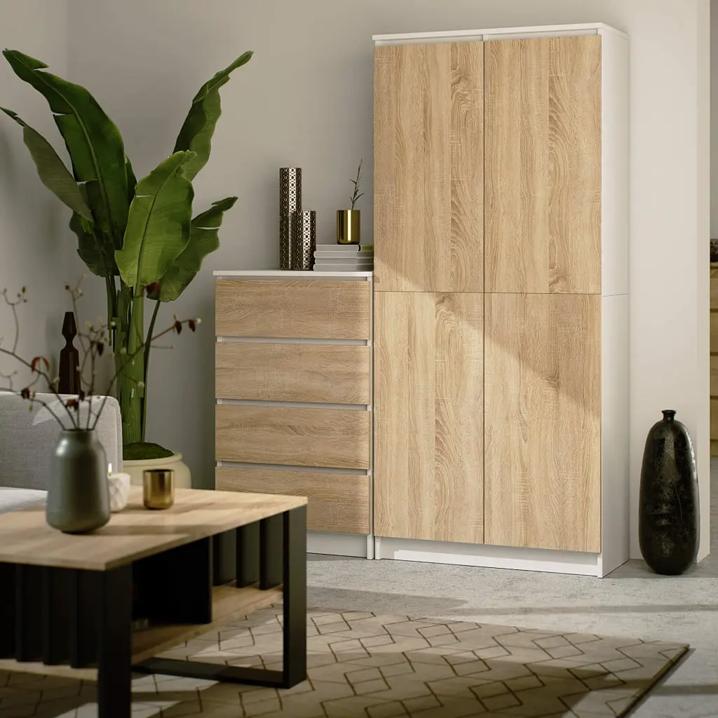 Шкаф Akord R80 2D 8P (White/Sonoma Oak) - 5