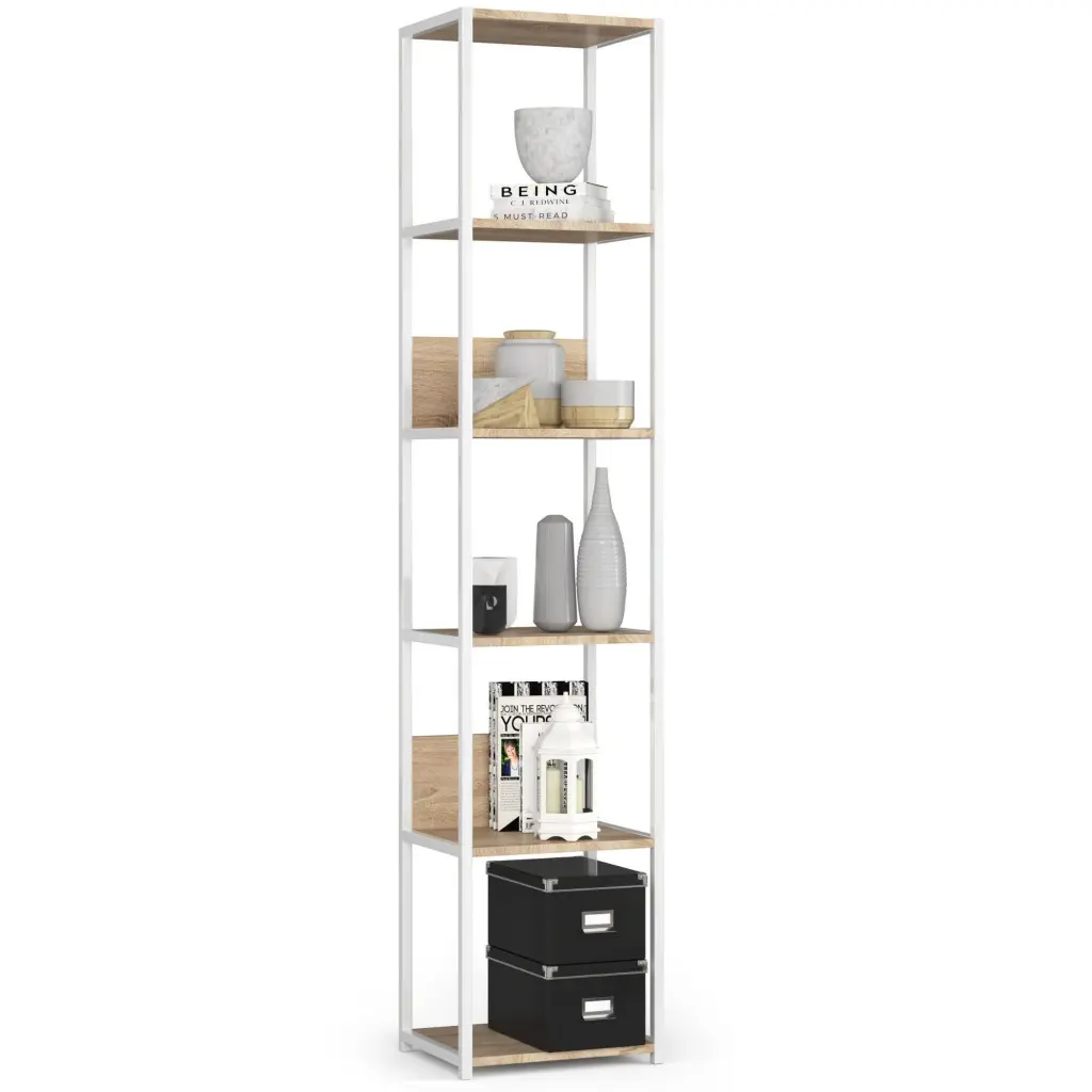 Etajera Akord Loft 40 6P (White/Sonoma Oak) - 2