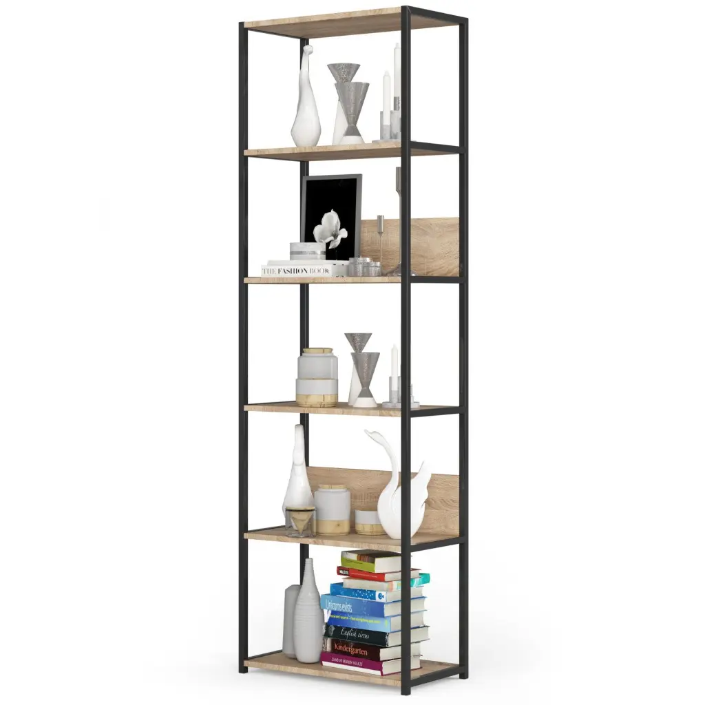 Стеллаж Akord Loft 60 6P (Black/Sonoma Oak) - 2
