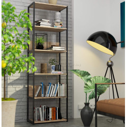 Etajera Akord Loft 60 6P (Black/Sonoma Oak)