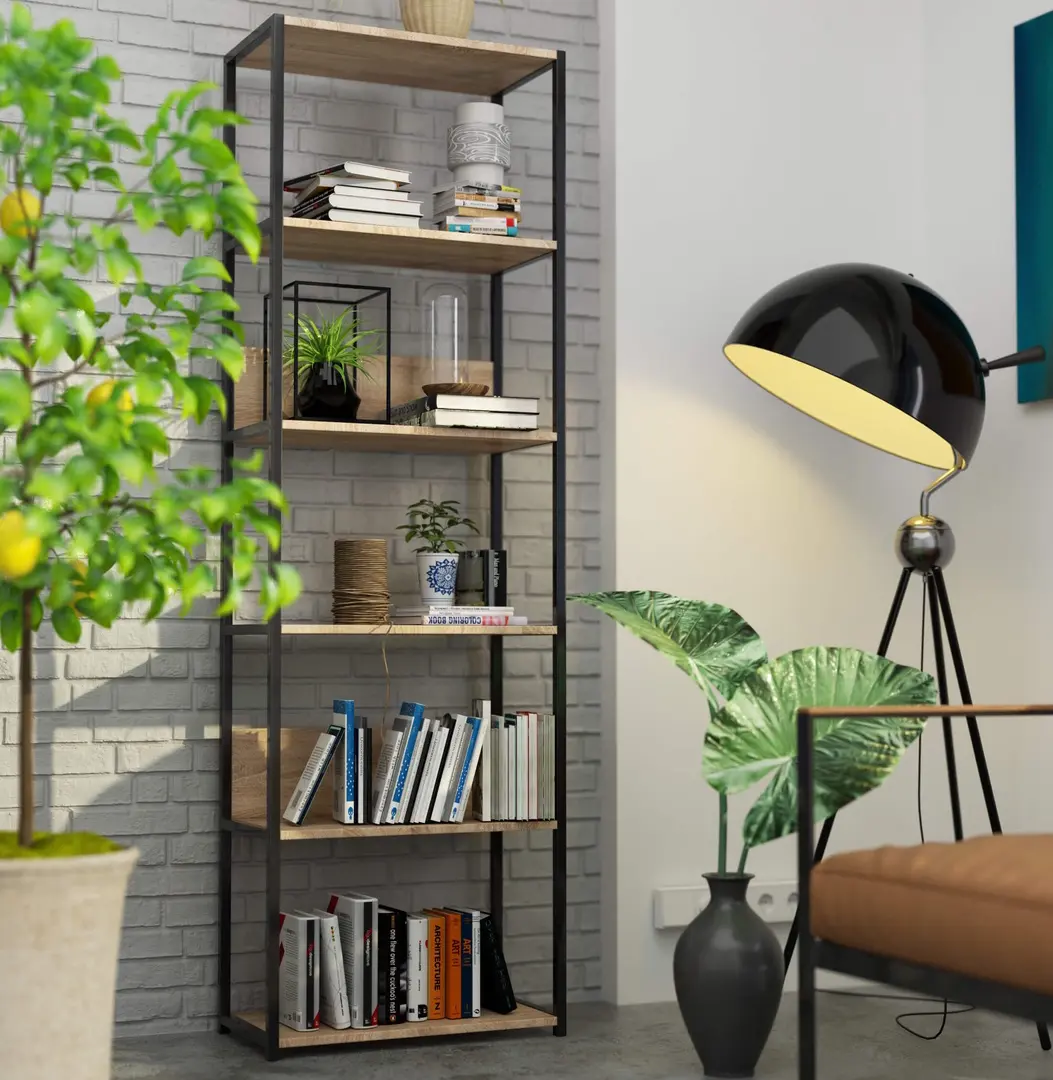 Стеллаж Akord Loft 60 6P (Black/Sonoma Oak)