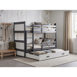 Pat suprapus BMS Group Rico cu sertar 90x190 (Graphite/White)