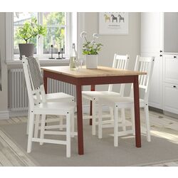 Set masa scaune Ikea Pinntorp/Stefan 125cm 1+4 (Maro deschis/Rosu/Alb)