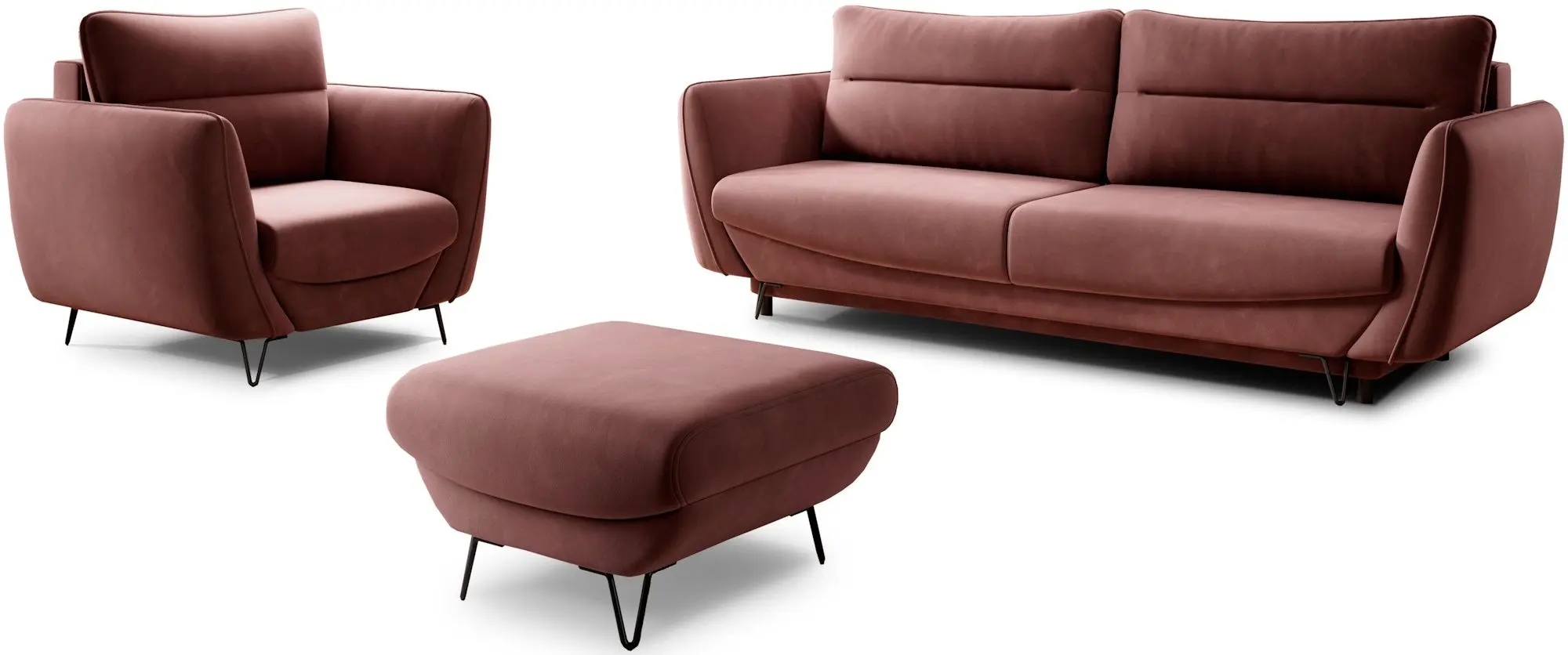 Set de mobila moale Eltap Silva Lukso 24 (Antique Pink)