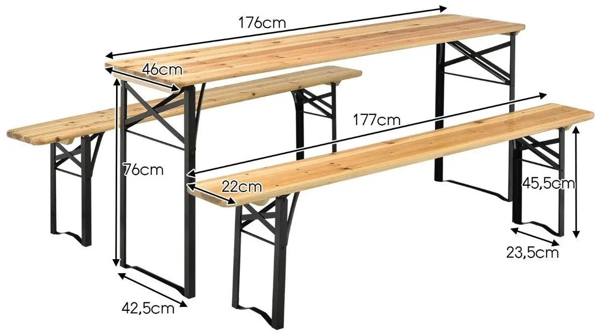 Set mobilier de gradina Costway OP70433 (Natural/Black)