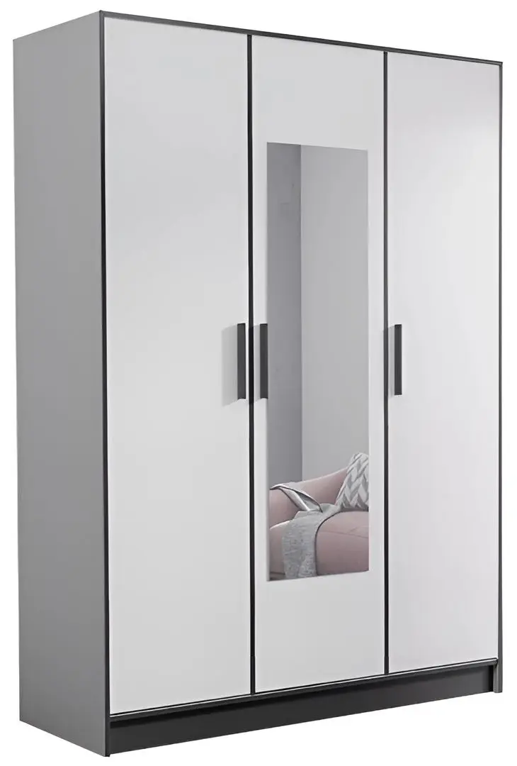 Шкаф Prime Furniture Roj 3D 157 with decorative stripes (White/Black)