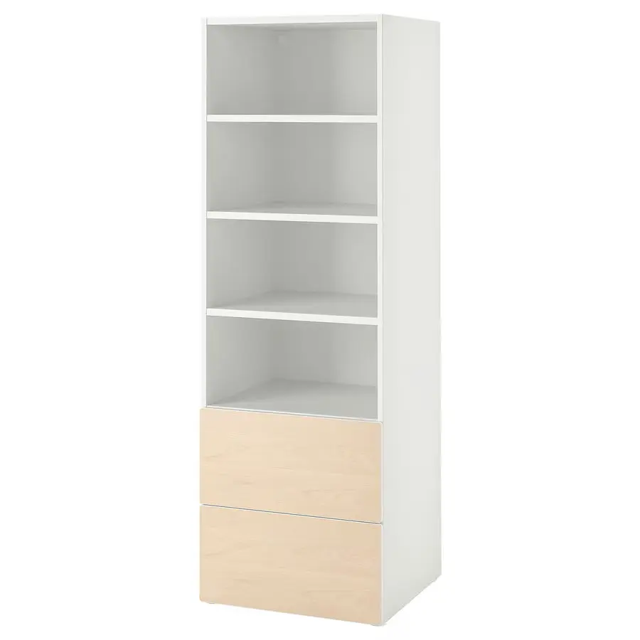 Etajera Ikea Smastad/Platsa 2 sertare 60x57x181 (Alb/Mesteacan) - 2