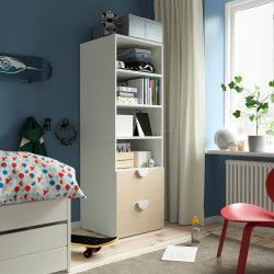 Etajera Ikea Smastad/Platsa 2 sertare 60x57x181 (Alb/Mesteacan)