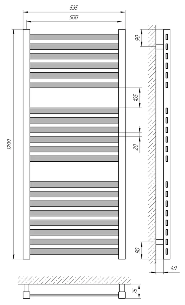 Полотенцесушитель Laris Solar P20 500x1200 (Chrome)