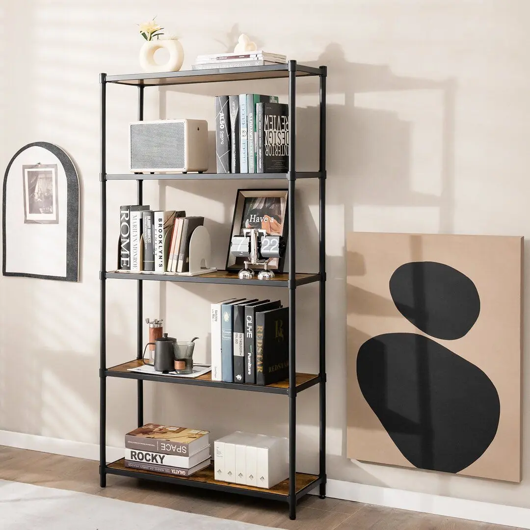Etajera Costway JV10678DK (Rustic Brown/Black)