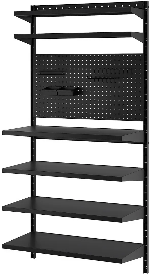 Стеллаж-органайзер Ikea Bror с панелью 88x30/45x180 (Черный)