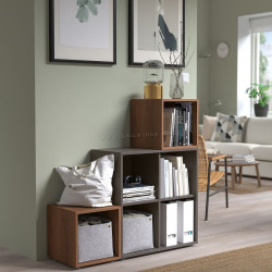 Стеллаж Ikea Eket с ножками 105x35x107 (Темно-серый/Орех)