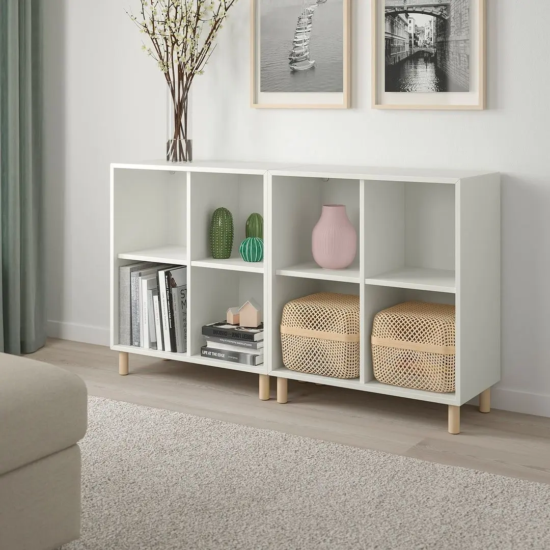 Стеллаж Ikea Eket на ножках/дерево 140x35x80 (Белый)
