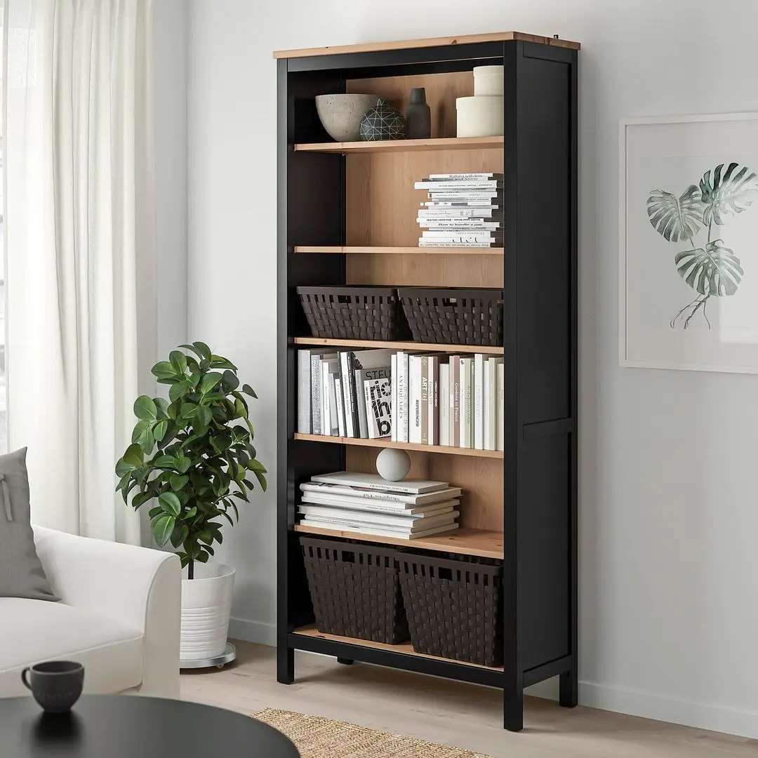 Стеллаж Ikea Hemnes 90x197 (Черно-коричневый/Светло-коричневый)