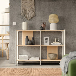 Стеллаж Ikea Jattesta 120x85 (Белый/Светлый Бамбук)