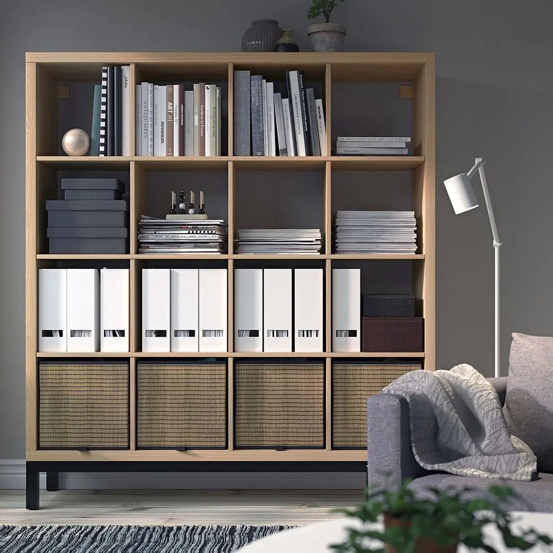 Стеллаж Ikea Kallax 147x164 (Под Беленый Дуб/Черный)