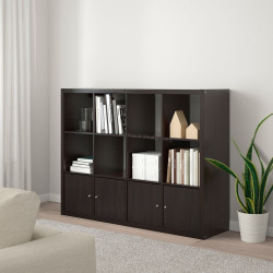 Стеллаж Ikea Kallax с 4 вставками 147x112 (Черно-коричневый)
