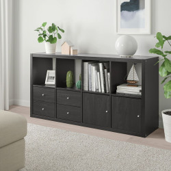 Стеллаж Ikea Kallax с 4 вставками 77x147 (Черно-коричневый)