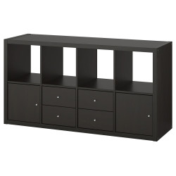 Стеллаж Ikea Kallax с 4 вставками 77x147 (Черно-коричневый) Thumb