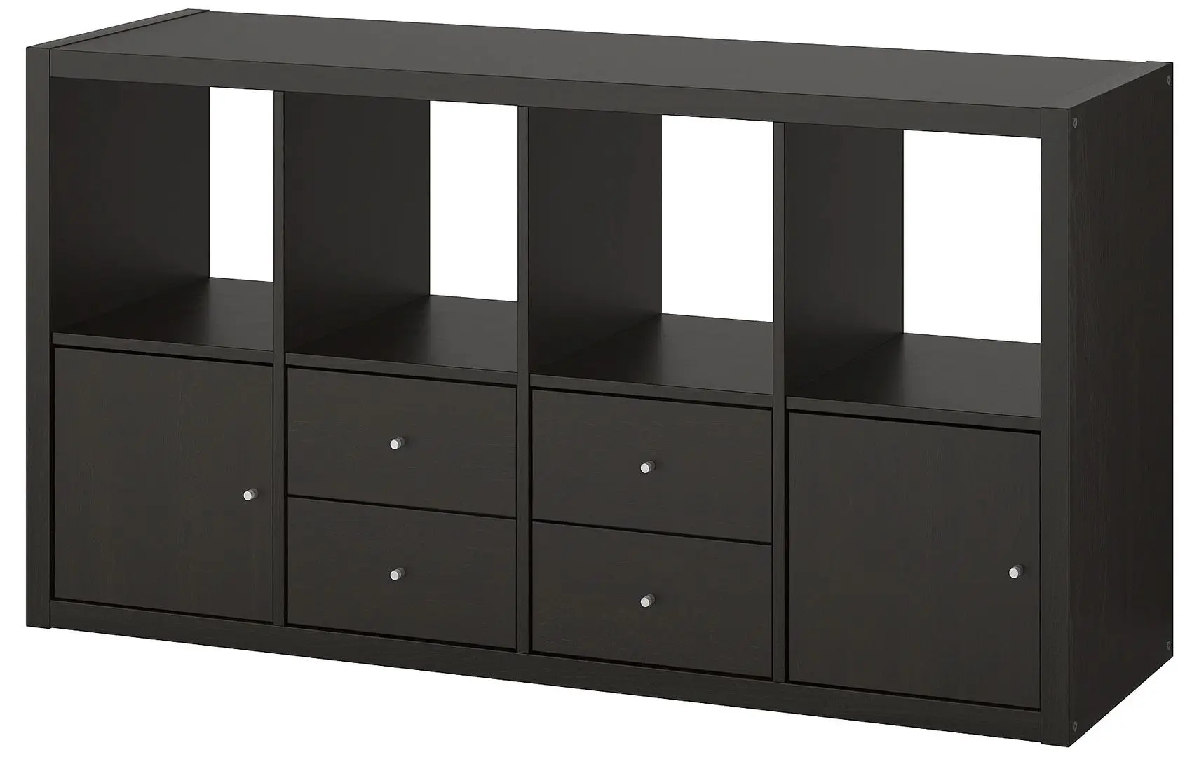 Стеллаж Ikea Kallax с 4 вставками 77x147 (Черно-коричневый) - 2