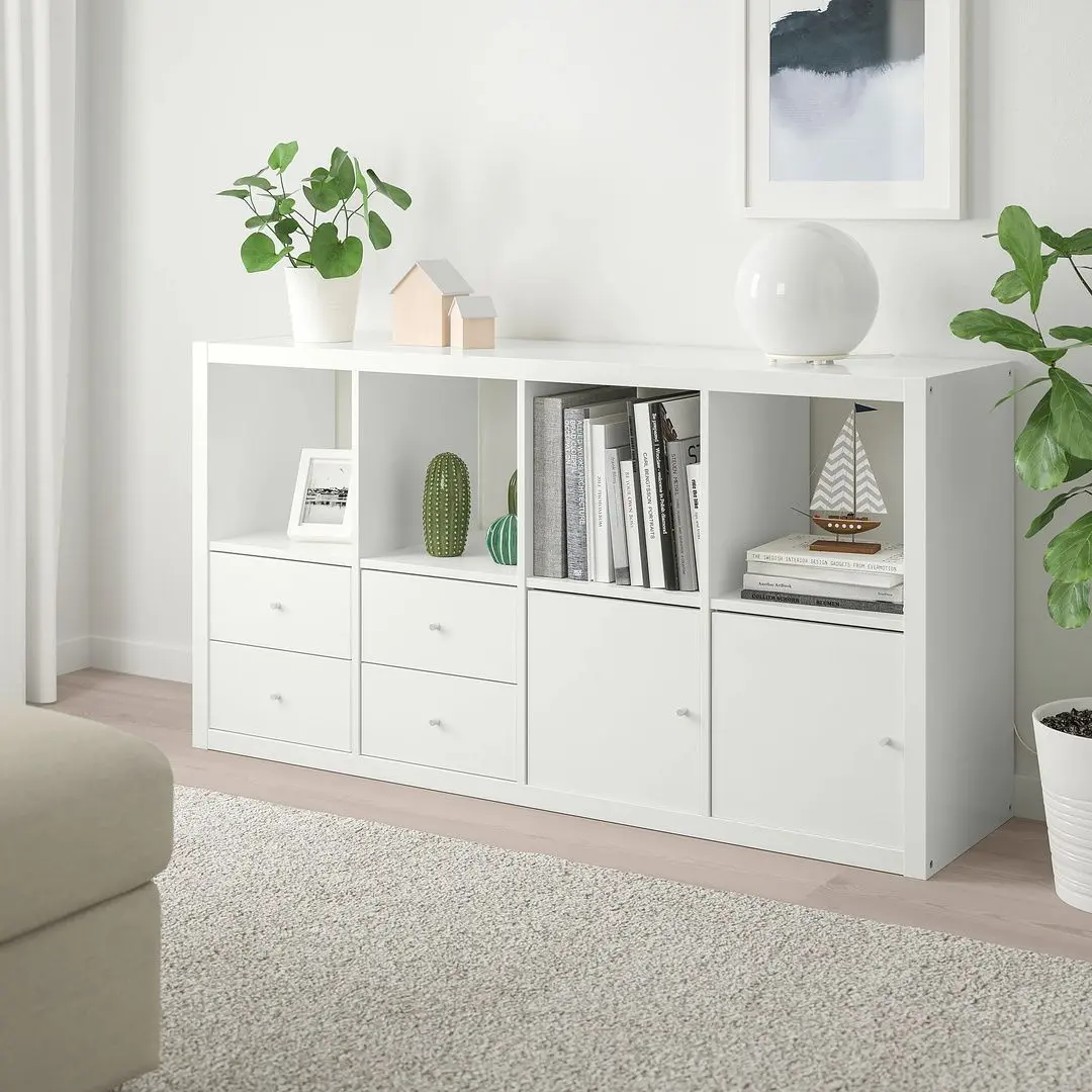 Etajera Ikea Kallax cu 4 organizatoare 77x147 (Lucios alb)