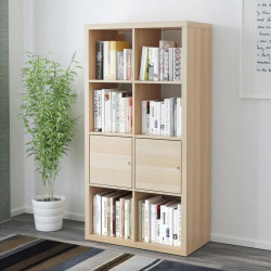 Стеллаж Ikea Kallax с дверцами 147x77 (Состаренный дуб)