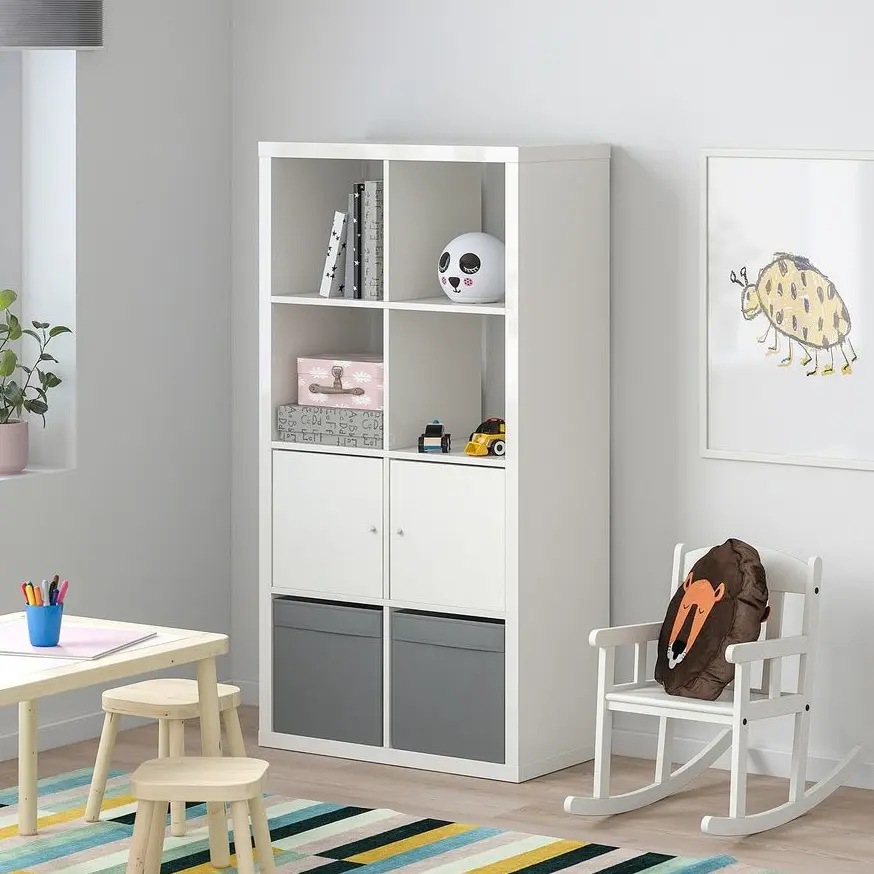 Etajera Ikea Kallax cu usi 77x147 (Lucios alb)