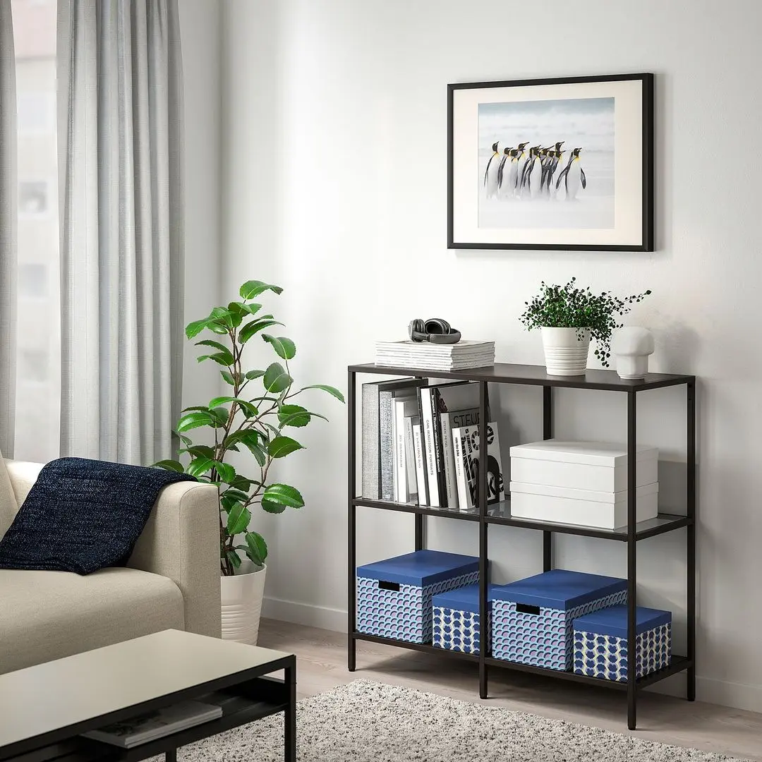 Etajera Ikea Vittsjo sticla 100x93 (Negru-maro)