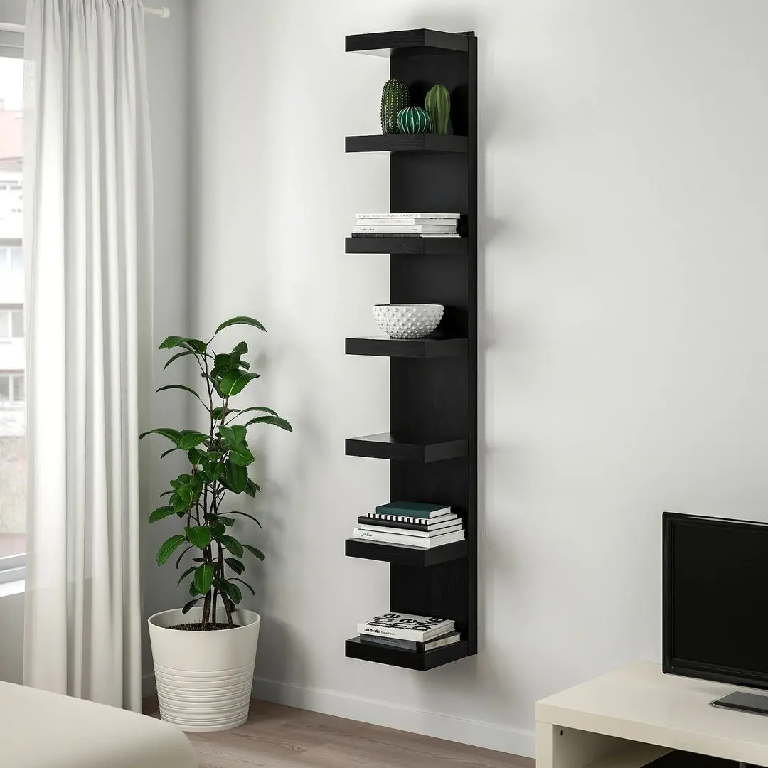 Стеллаж навесной Ikea Lack 30x190 (Черно-Коричневый)