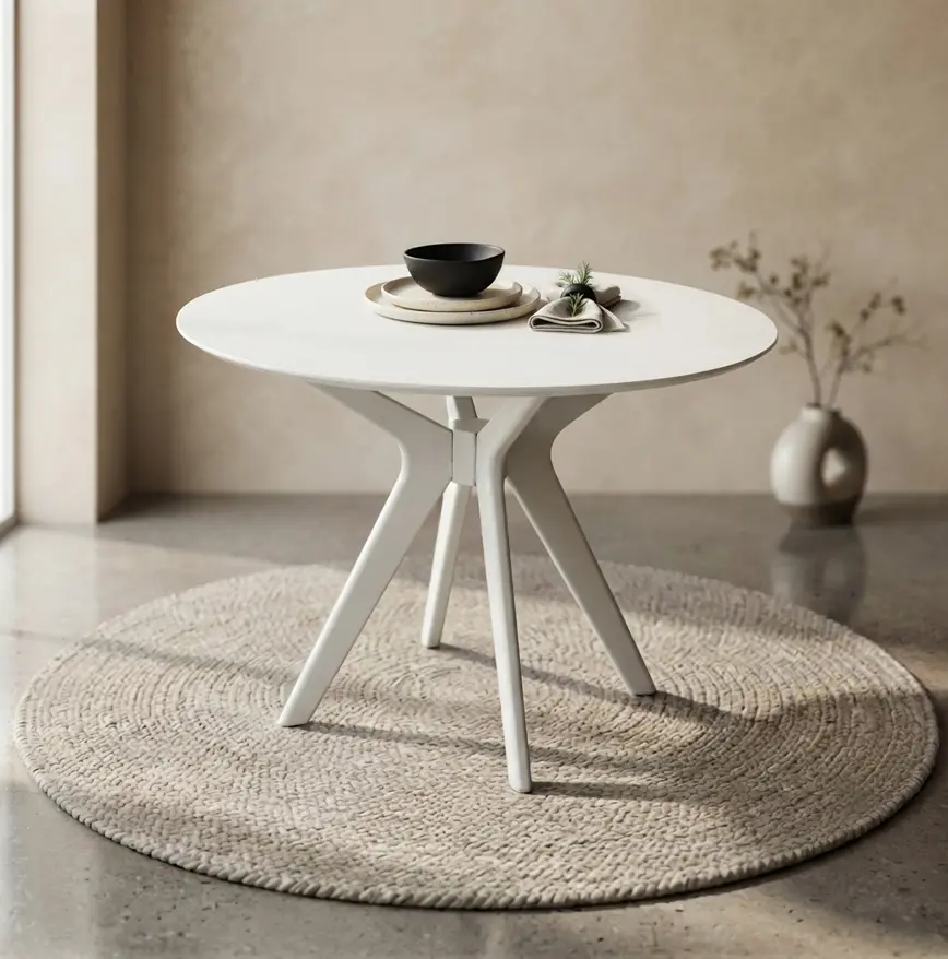 Masa Evelin Raffless Round 96cm (White)