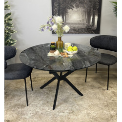 Стол раскладной Magnusplus Dobok 110/145x110 Cosmos High Gloss (Grey Marble/Black)