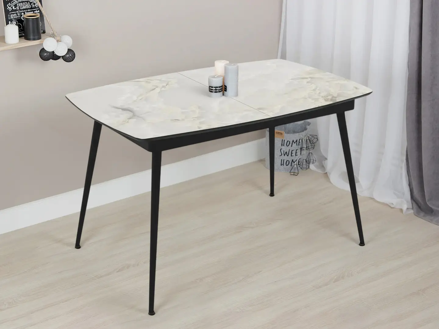 Masa extensibila Magnusplus Yense 125/165x80 Mola (Grey Marble/Black)