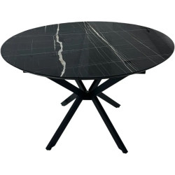 Стол раскладной Magnusplus Dobok 110/145x110 Sonata High Gloss (Black Marble/Black) Thumb